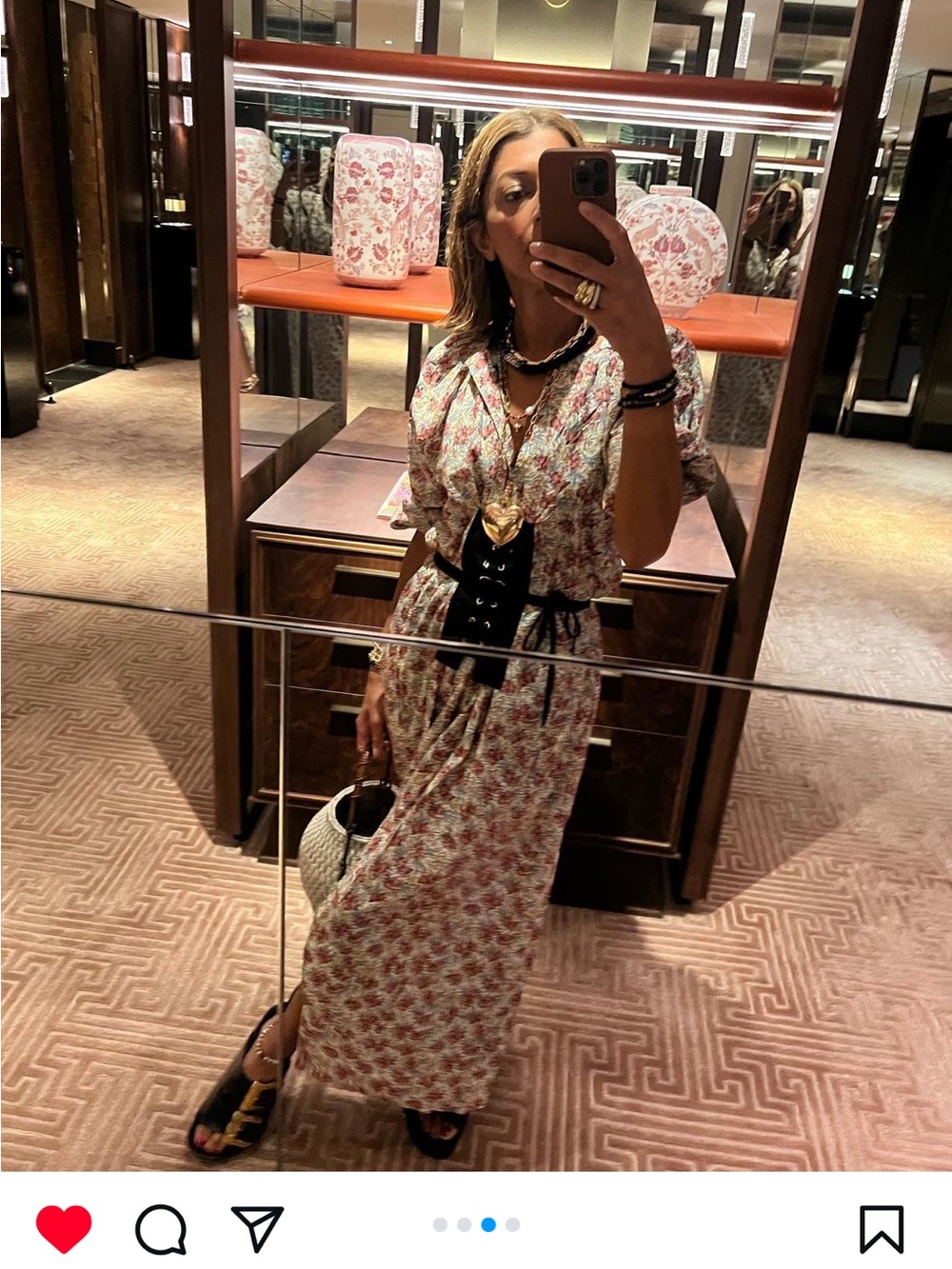 NACKIYE BAZAAR DRESS Floral Maxi in Pink & Cream &1,060